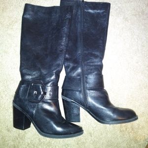 Steve Madden Elegant Black Leather Heeled Boots